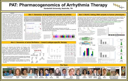 PAT: Pharmacogenomics of Arrhythmia Therapy Vanderbilt University, Nashville, TN ABSTRACT We submit here a proposal for renewal of the Pharmacogenomics.
