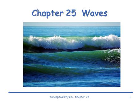 Conceptual Physics Chapter 251 Chapter 25 Waves. Conceptual Physics Chapter 252 Vibration of a Pendulum ¤The back-and-forth motion of a pendulum demonstrates.