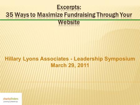 Hillary Lyons Associates - Leadership Symposium March 29, 2011.