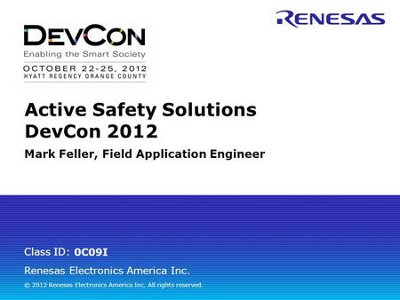 Active Safety Solutions DevCon 2012