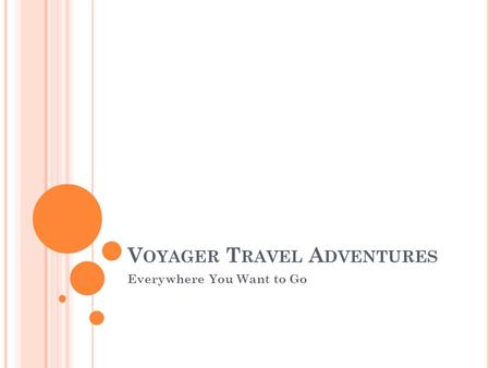 V OYAGER T RAVEL A DVENTURES Everywhere You Want to Go.