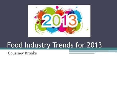 Food Industry Trends for 2013 Courtney Brooks. Food Industry Food Service Retail Manufacturing.