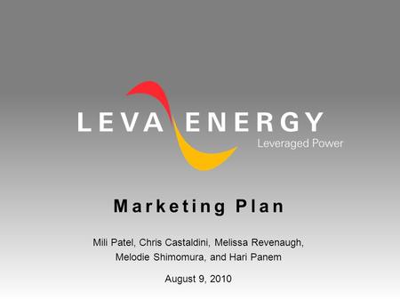 Marketing Plan Mili Patel, Chris Castaldini, Melissa Revenaugh, Melodie Shimomura, and Hari Panem August 9, 2010.
