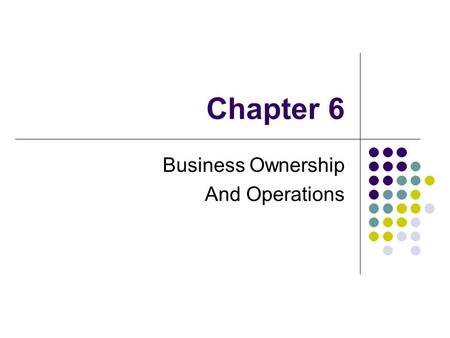 Business Ownership And Operations