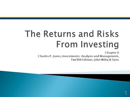 The Returns and Risks From Investing