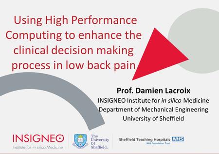 ￼ Using High Performance Computing to enhance the clinical decision making process in low back pain Prof. Damien Lacroix INSIGNEO Institute for in silico.