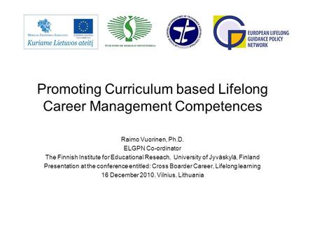 Promoting Curriculum based Lifelong Career Management Competences