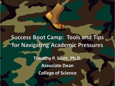 Timothy P. Scott, Ph.D. Associate Dean College of Science.