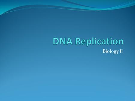 DNA Replication Biology II.