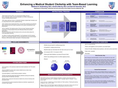 Enhancing a Medical Student Clerkship with Team-Based Learning Matthew N. Goldenberg, M.D., Kristina Money, M.D. and Derrick Hamaoka, M.D. Department of.