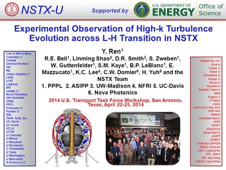 Experimental Observation of High-k Turbulence Evolution across L-H Transition in NSTX NSTX-U Supported by Culham Sci Ctr York U Chubu U Fukui U Hiroshima.