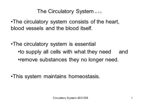 The Circulatory System rev 6-10