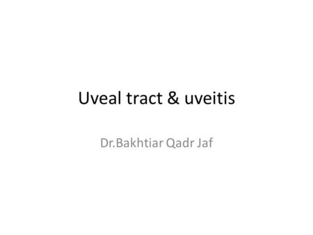 Uveal tract & uveitis Dr.Bakhtiar Qadr Jaf.
