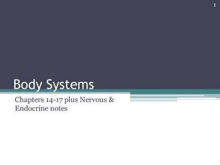 Body Systems Chapters 14-17 plus Nervous & Endocrine notes 1.