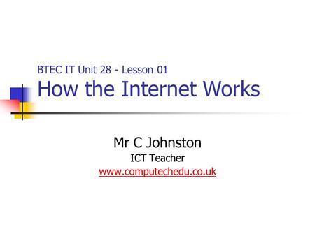 Mr C Johnston ICT Teacher
