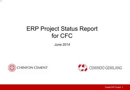 Ganda ERP Project | ERP Project Status Report for CFC June 2014.