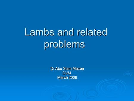 Lambs and related problems