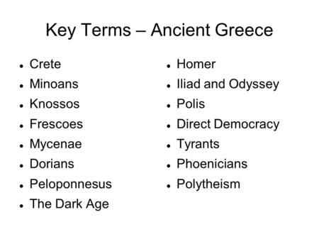 Key Terms – Ancient Greece