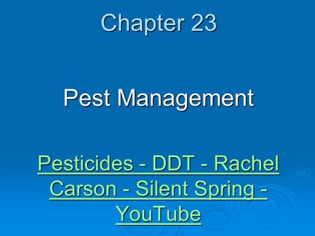Pesticides - DDT - Rachel Carson - Silent Spring - YouTube
