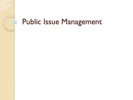 Public Issue Management