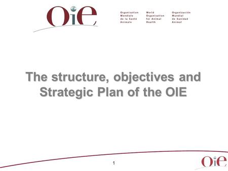 The structure, objectives and Strategic Plan of the OIE