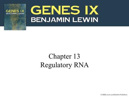 Chapter 13 Regulatory RNA. 13.1 Introduction RNA functions as a regulator by forming a region of secondary structure (either inter- or intramolecular)