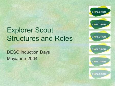 Explorer Scout Structures and Roles DESC Induction Days May/June 2004.