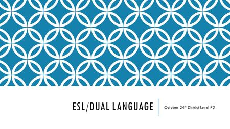 ESL/DUAL LANGUAGE October 24 th District Level PD.