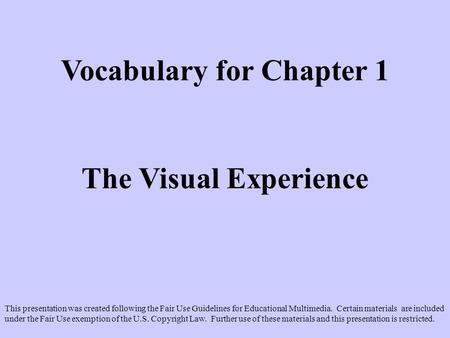 Vocabulary for Chapter 1
