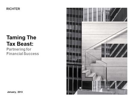 January, 2013 Taming The Tax Beast: Partnering for Financial Success.