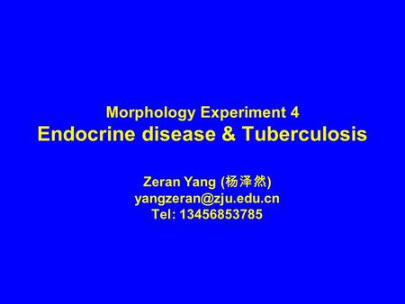 Morphology Experiment 4 Endocrine disease & Tuberculosis