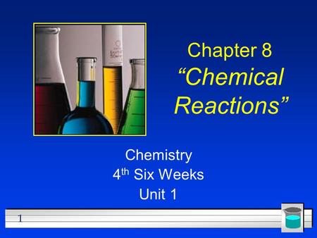 1 Chapter 8 “Chemical Reactions” Chemistry 4 th Six Weeks Unit 1.