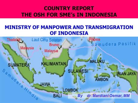 THE OSH FOR SME’s IN INDONESIA MINISTRY OF MANPOWER AND TRANSMIGRATION