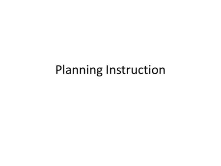 Planning Instruction.