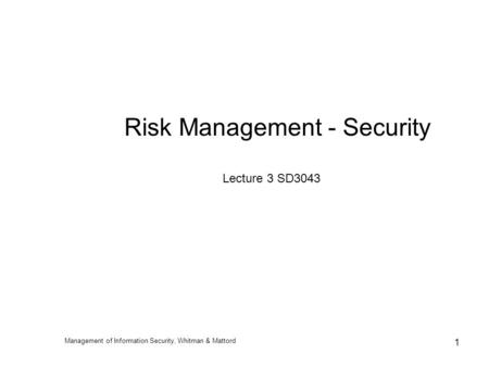 Risk Management - Security