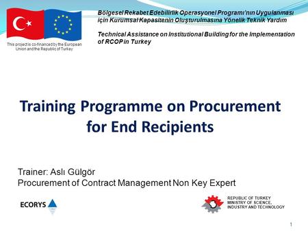 Training Programme on Procurement for End Recipients