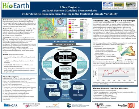 333 A New Project – An Earth Systems Modeling Framework for Understanding Biogeochemical Cycling in the Context of Climate Variability A New Project –