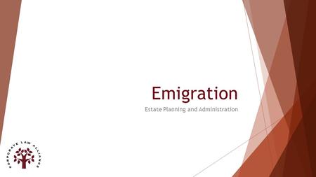 Emigration Estate Planning and Administration. Issues  Estate Planning and Wills:  South African and Non-South African assets  South African requirements.