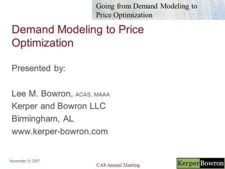 Demand Modeling to Price Optimization