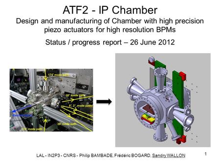 1 ATF2 - IP Chamber Design and manufacturing of Chamber with high precision piezo actuators for high resolution BPMs Status / progress report – 26 June.