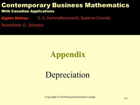 Appendix Depreciation