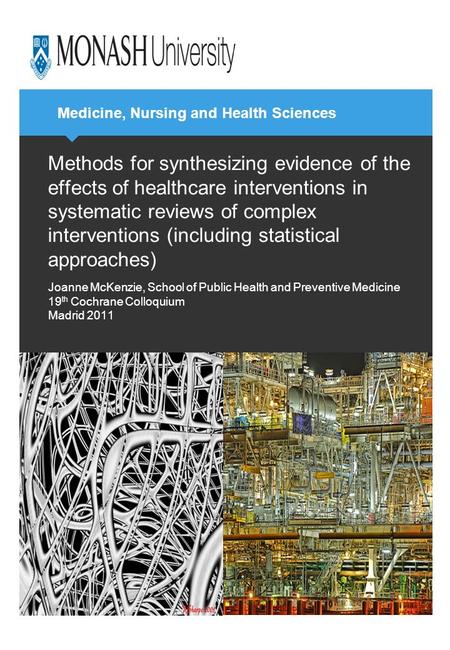 Methods for synthesizing evidence of the effects of healthcare interventions in systematic reviews of complex interventions (including statistical approaches)