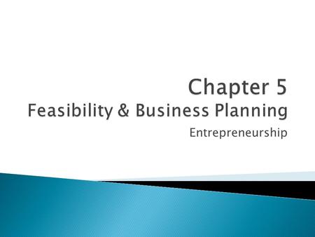 Chapter 5 Feasibility & Business Planning