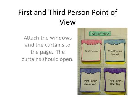 First and Third Person Point of View Attach the windows and the curtains to the page. The curtains should open.