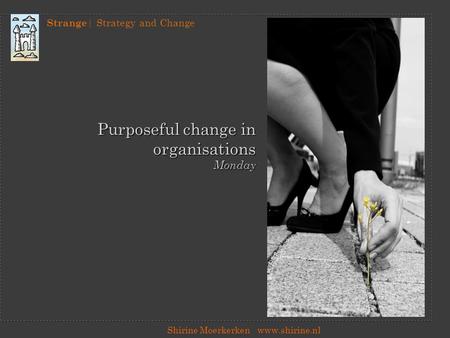Strange | Strategy and Change Shirine Moerkerkenwww.shirine.nl Purposeful change in organisations Monday.