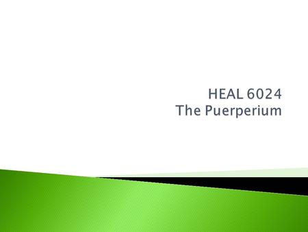 HEAL 6024 The Puerperium.