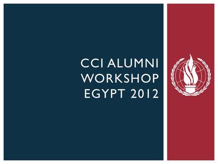 CCI ALUMNI WORKSHOP EGYPT 2012. ALUMNI SURVEY RESULTS  41% - Working in a new job at a new company  27% - Returned to same job at the same company 
