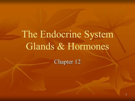 The Endocrine System Glands & Hormones