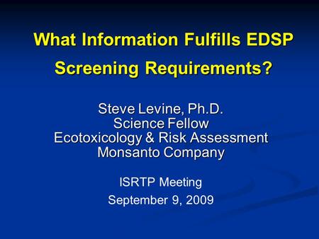 What Information Fulfills EDSP Screening Requirements?