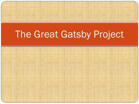 The Great Gatsby Project